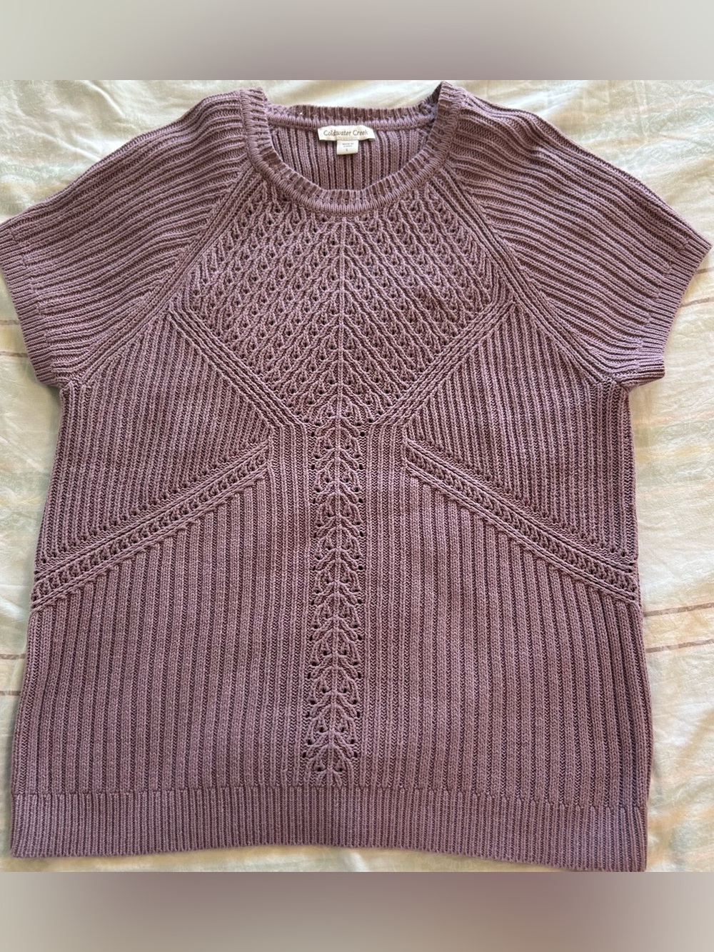 Coldwater Creek Mauve Knit Short-Sleeve Sweater